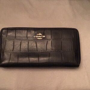 Coach Dark Navy Croc Embossed Wallet